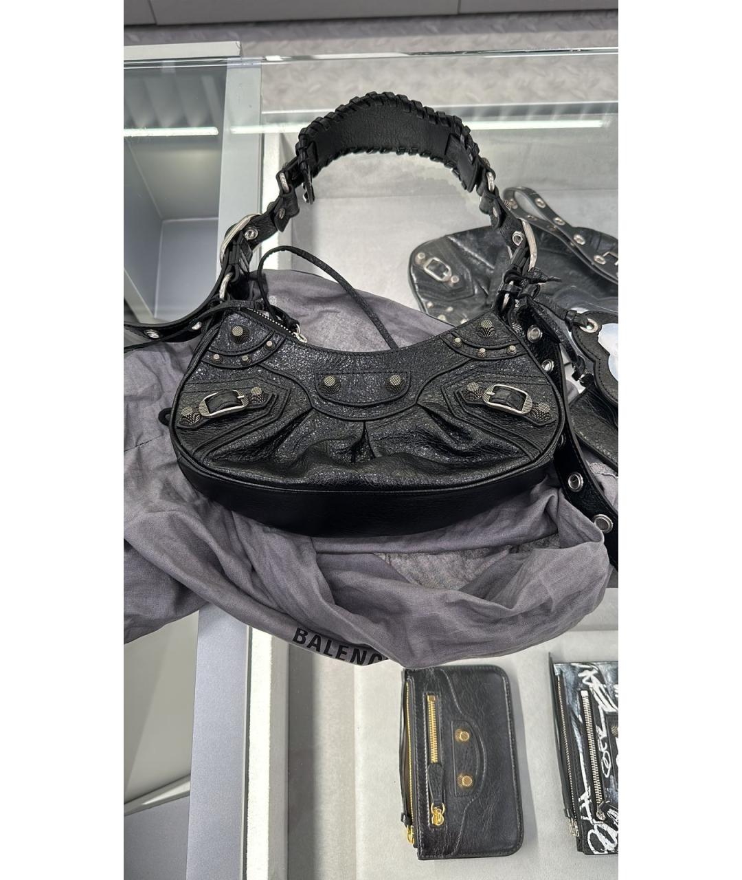 BALENCIAGA Черная кожаная сумка через плечо, фото 3