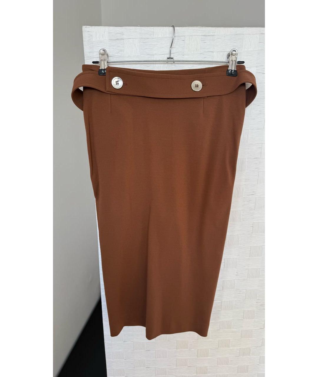 PINKO Коричневая вискозная юбка миди, фото 5