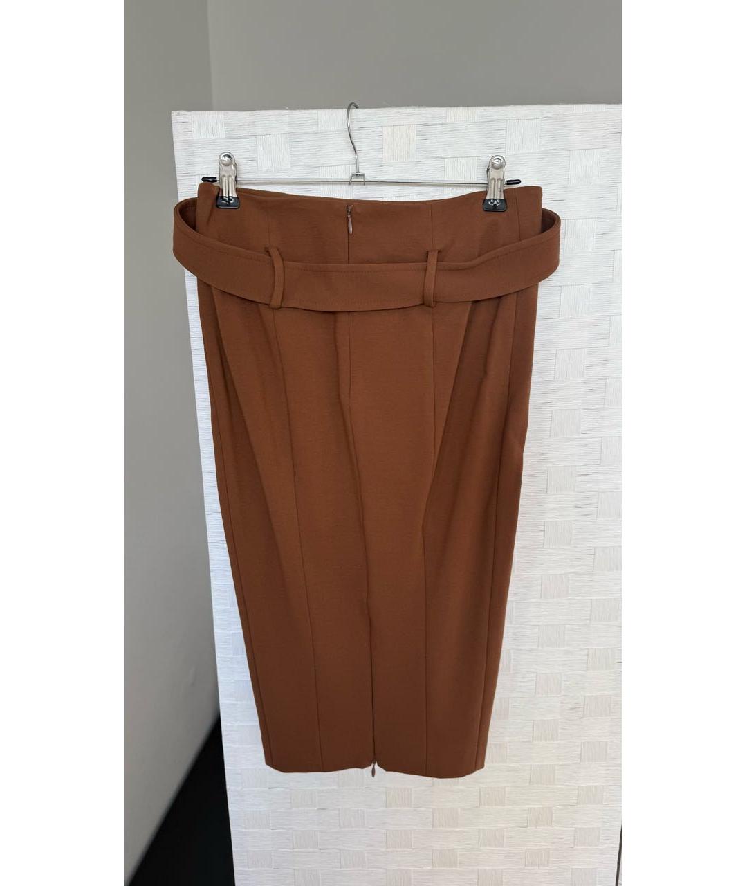 PINKO Коричневая вискозная юбка миди, фото 3