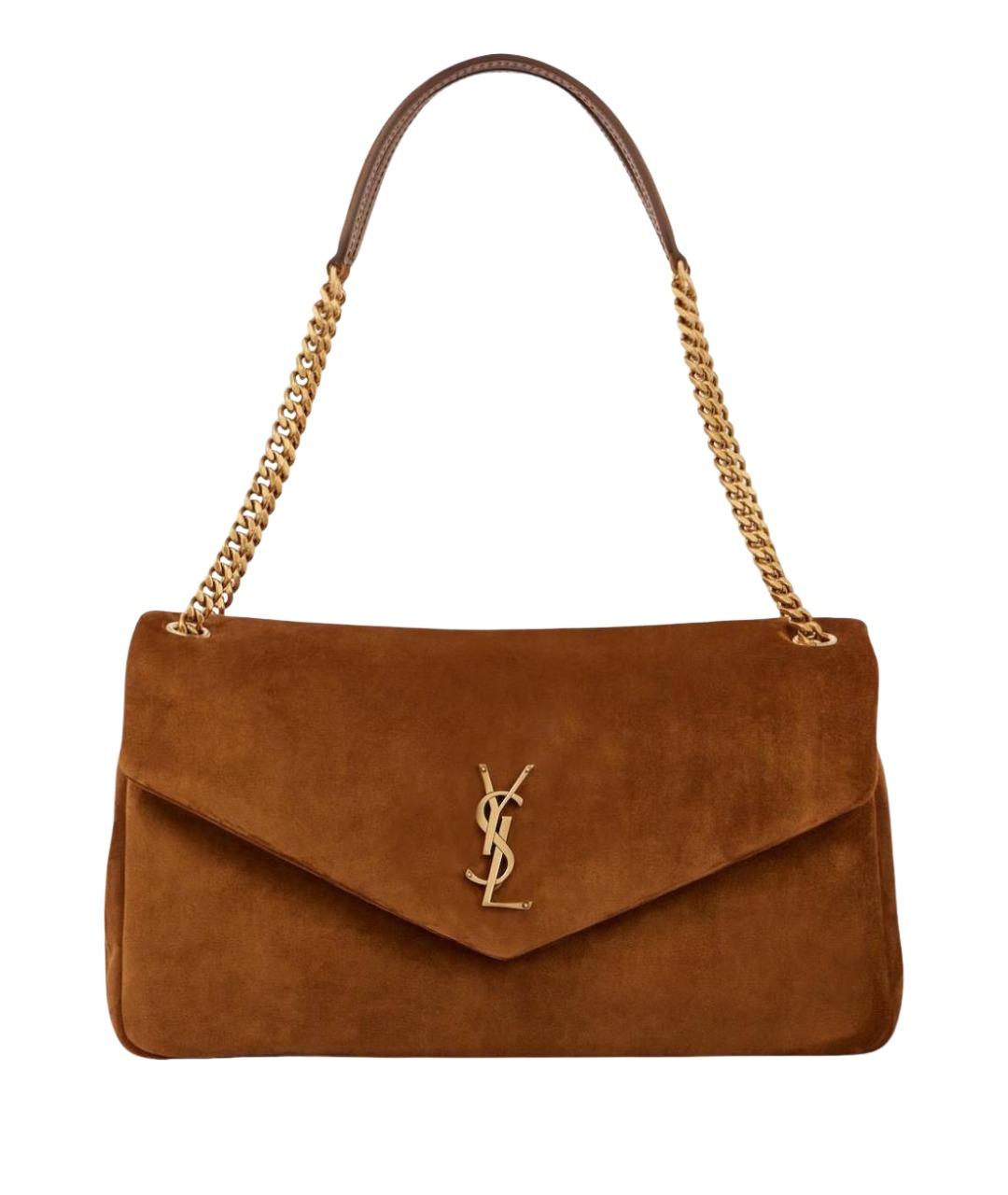 SAINT LAURENT Оранжевая замшевая сумка через плечо, фото 1