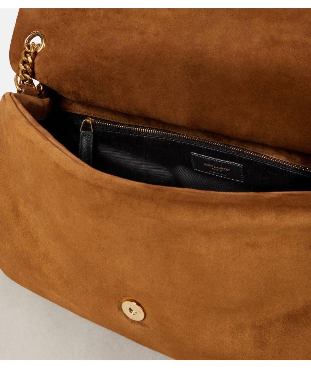 SAINT LAURENT Оранжевая замшевая сумка через плечо, фото 4