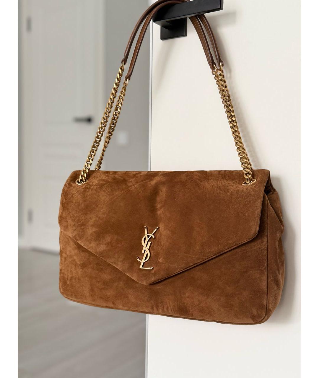 SAINT LAURENT Оранжевая замшевая сумка через плечо, фото 3