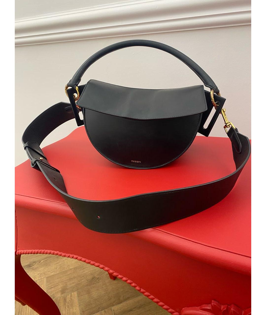 YUZEFI Черная кожаная сумка через плечо, фото 5