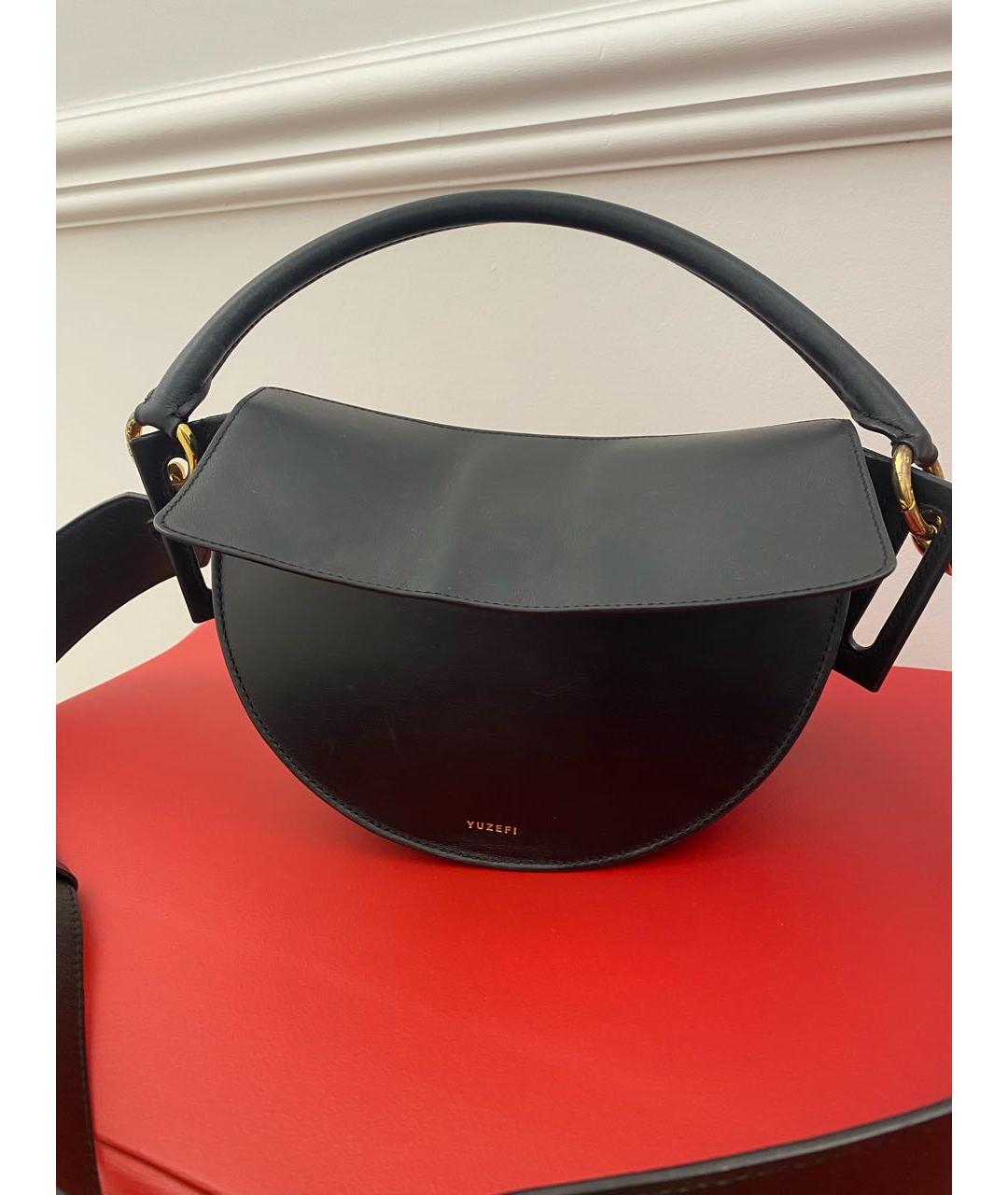 YUZEFI Черная кожаная сумка через плечо, фото 2