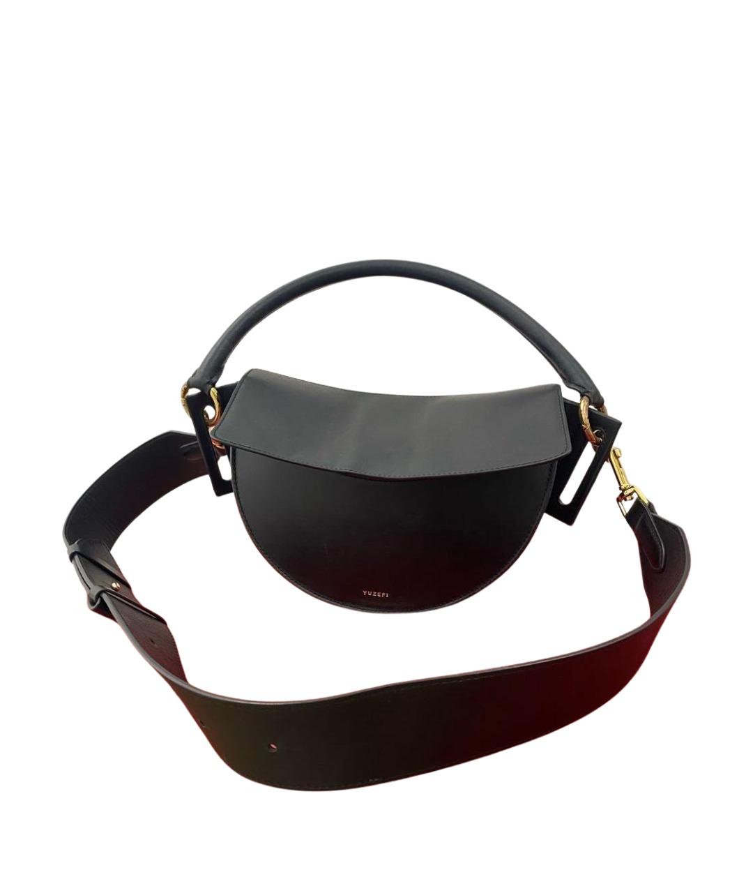 YUZEFI Черная кожаная сумка через плечо, фото 1