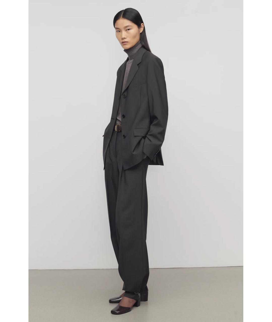 THE ROW Коричневые шерстяные прямые брюки, фото 4