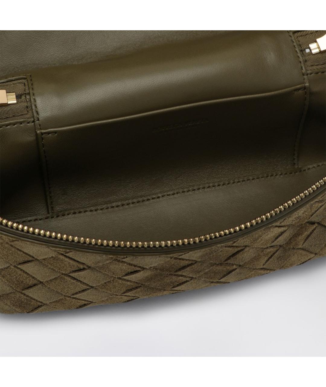 BOTTEGA VENETA Зеленая замшевая сумка через плечо, фото 4
