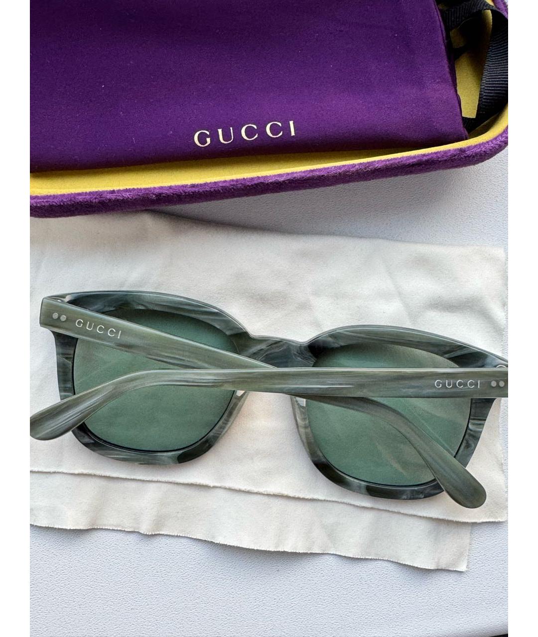 GUCCI Зеленые пластиковые солнцезащитные очки, фото 5