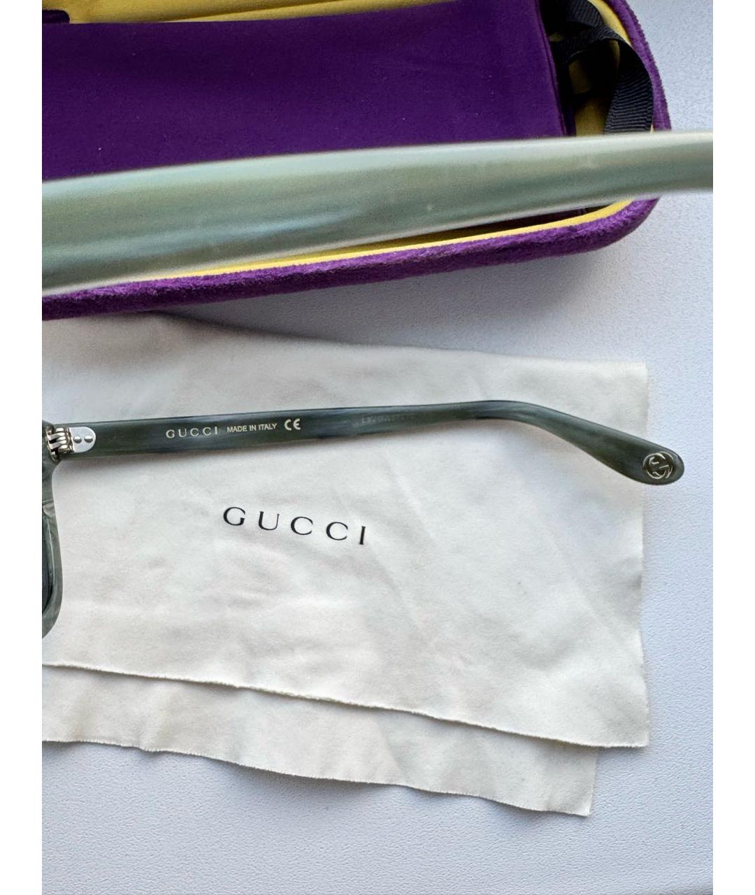 GUCCI Зеленые пластиковые солнцезащитные очки, фото 6