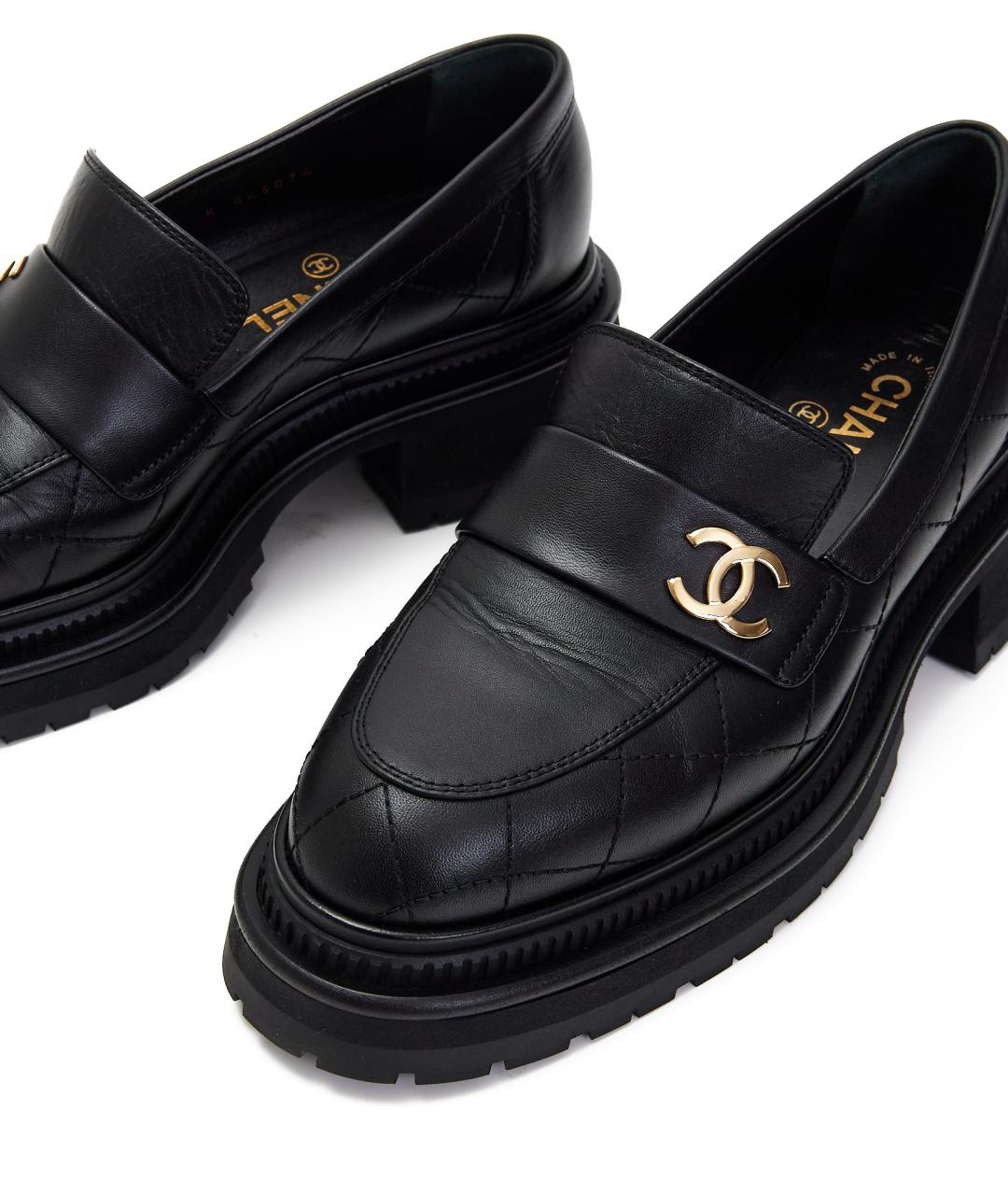 CHANEL Черные кожаные лоферы, фото 4