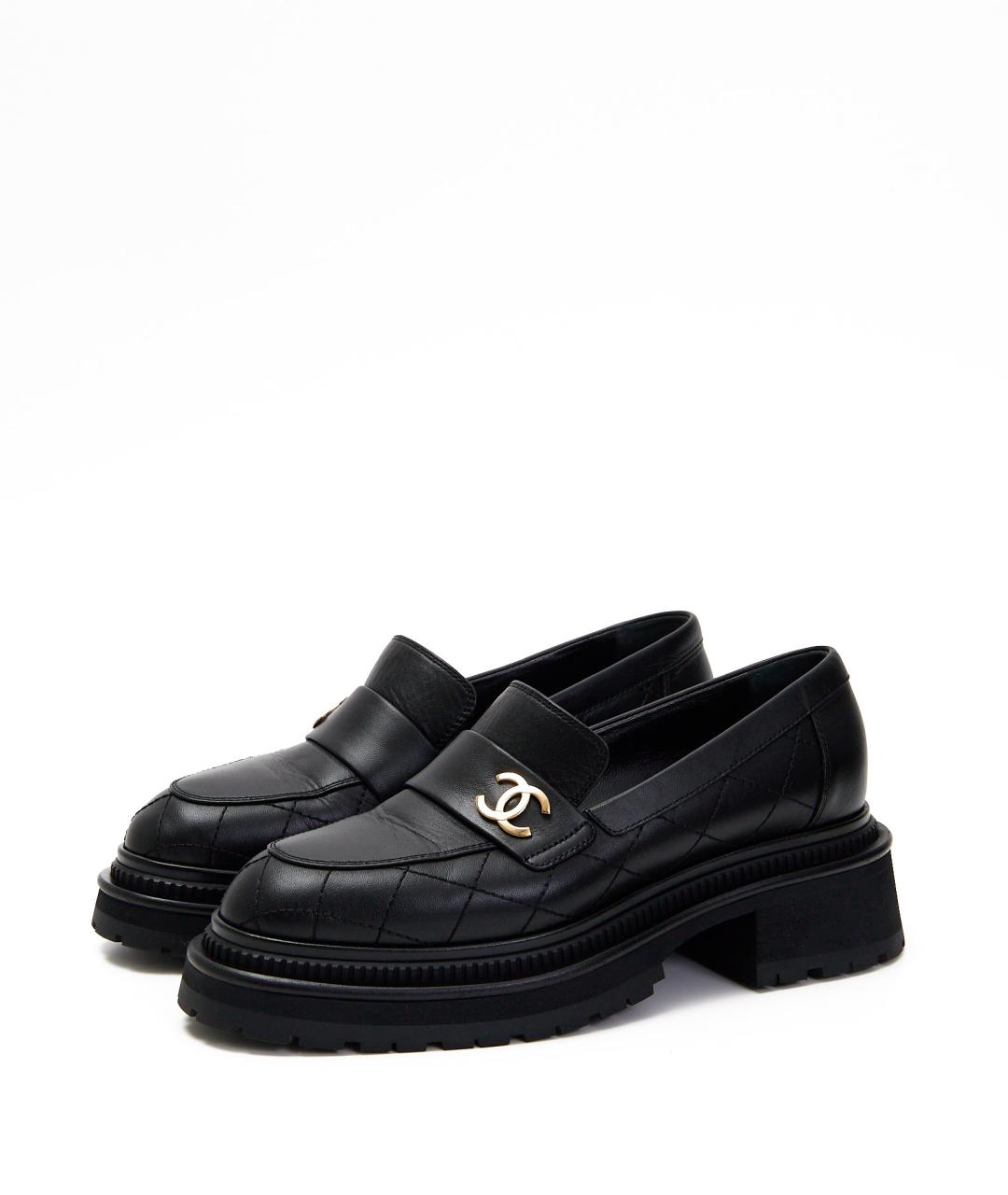 CHANEL Черные кожаные лоферы, фото 2