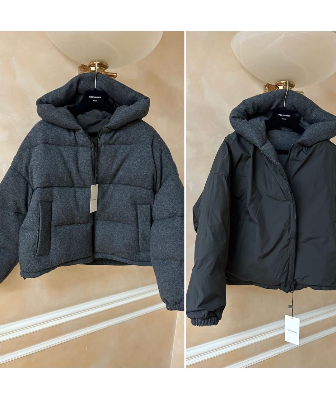 YVES SALOMON Серый кашемировый пуховик, фото 5