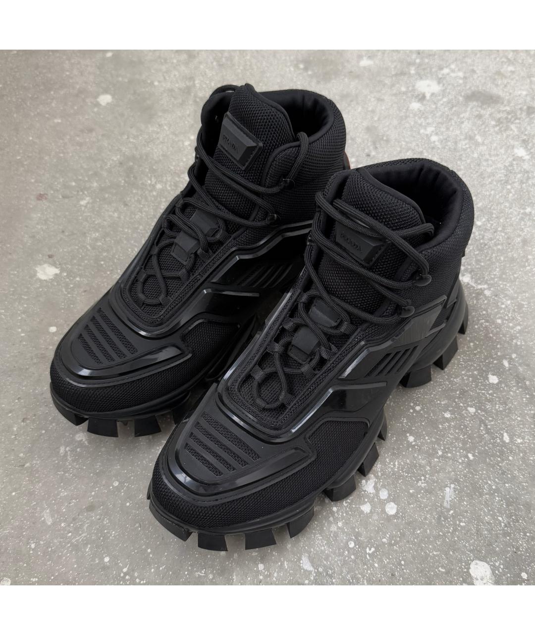 PRADA Черные текстильные высокие ботинки, фото 2