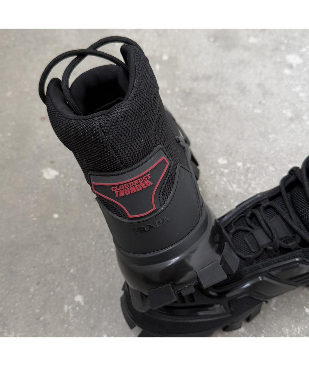 PRADA Черные текстильные высокие ботинки, фото 9