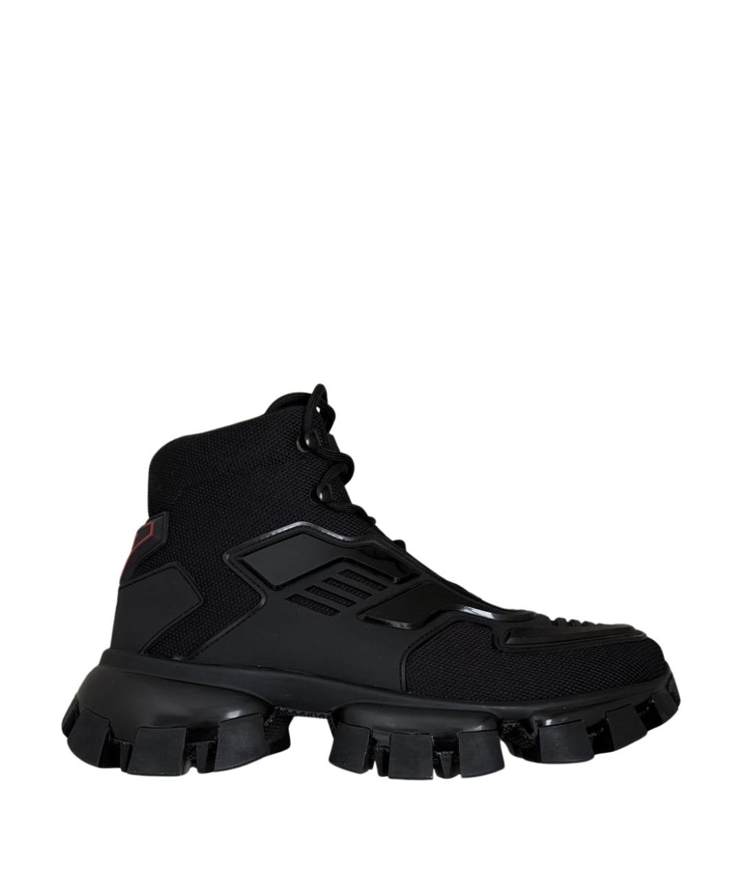 PRADA Черные текстильные высокие ботинки, фото 1