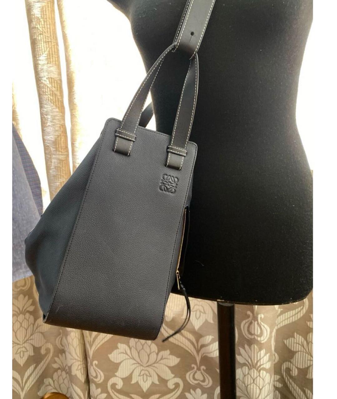 LOEWE Темно-синяя кожаная сумка тоут, фото 8