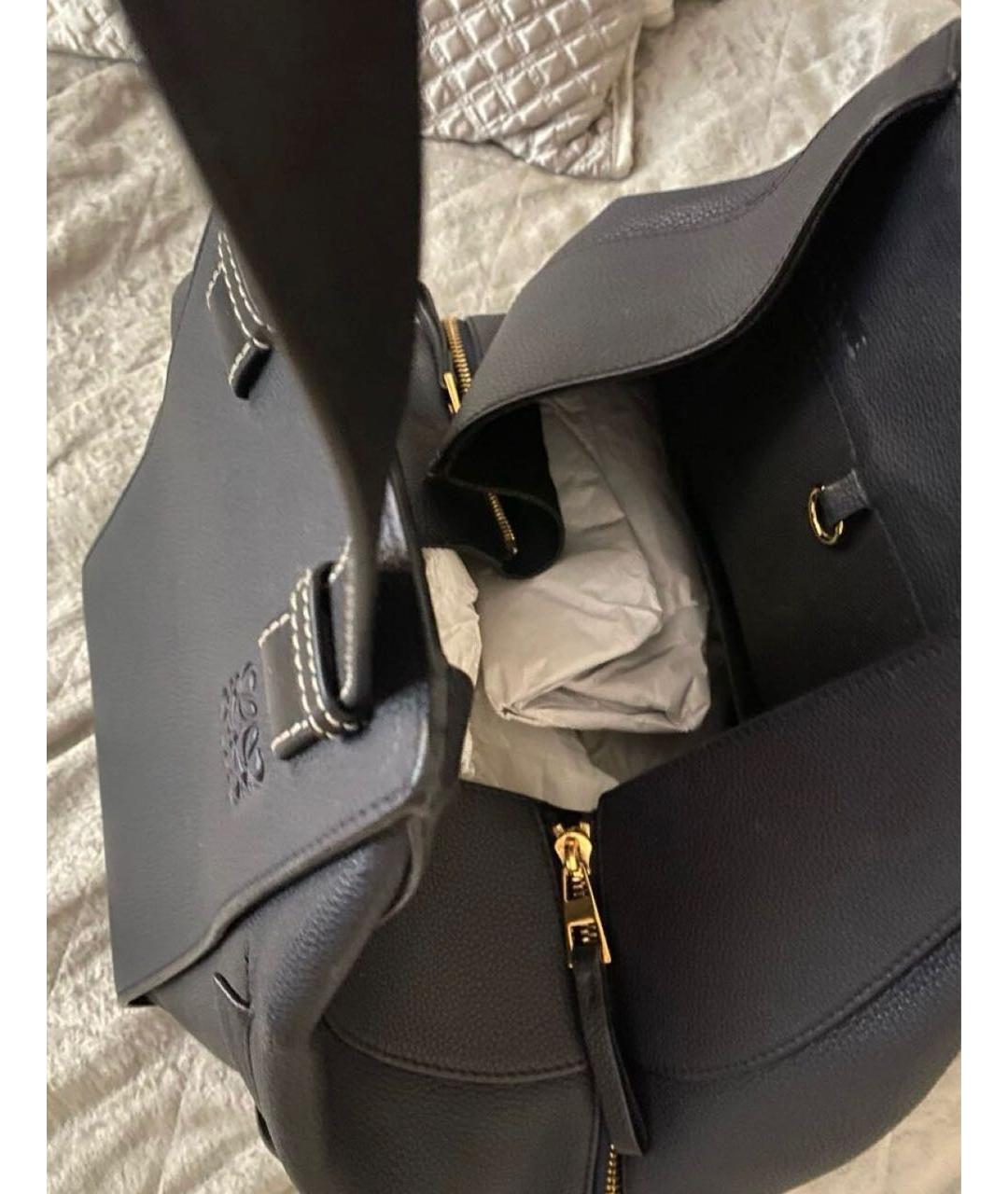 LOEWE Темно-синяя кожаная сумка тоут, фото 4