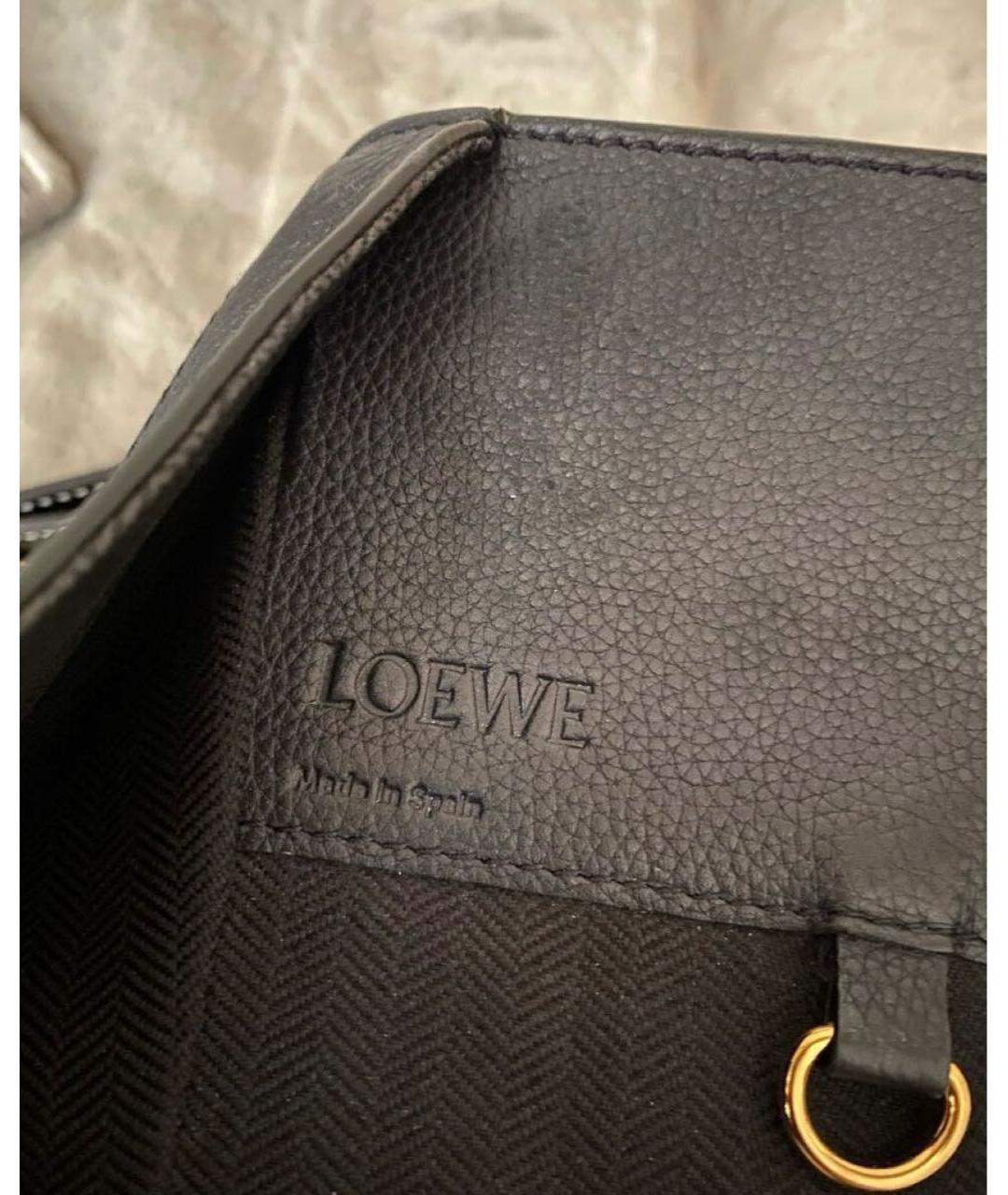 LOEWE Темно-синяя кожаная сумка тоут, фото 5