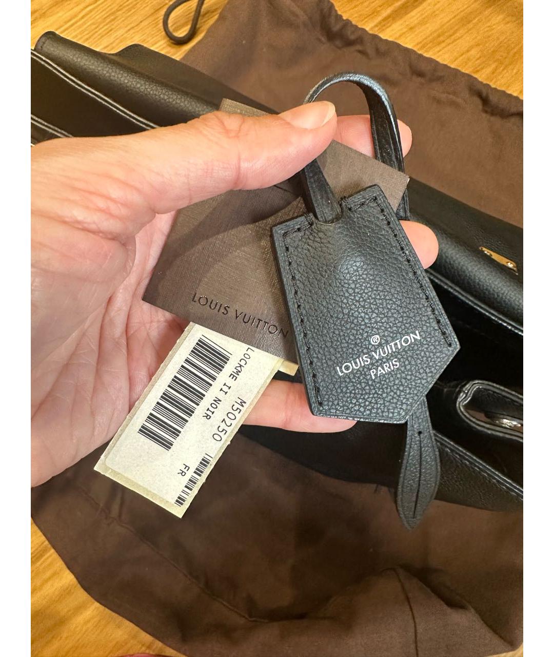 LOUIS VUITTON Черная кожаная сумка через плечо, фото 5