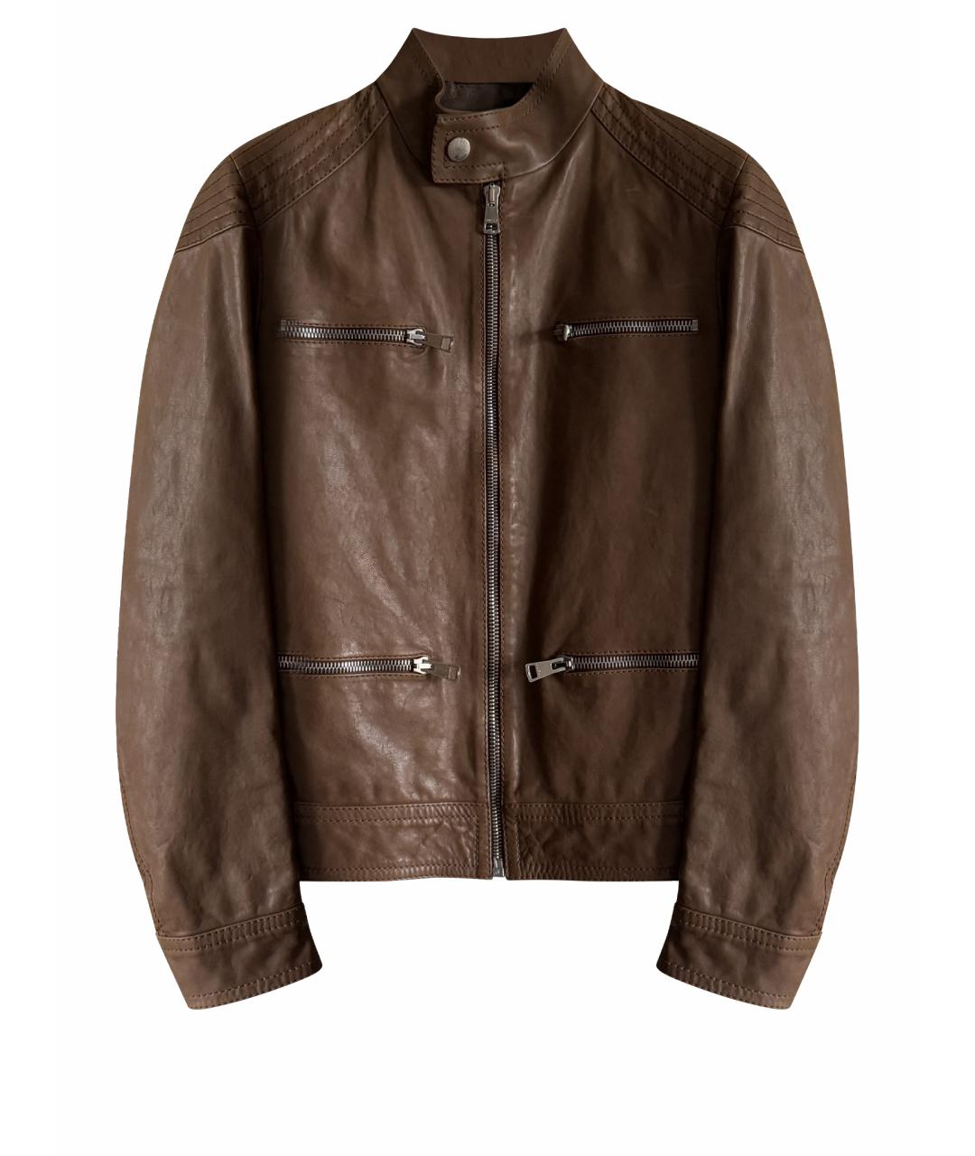 GUCCI Коричневая кожаная куртка, фото 1