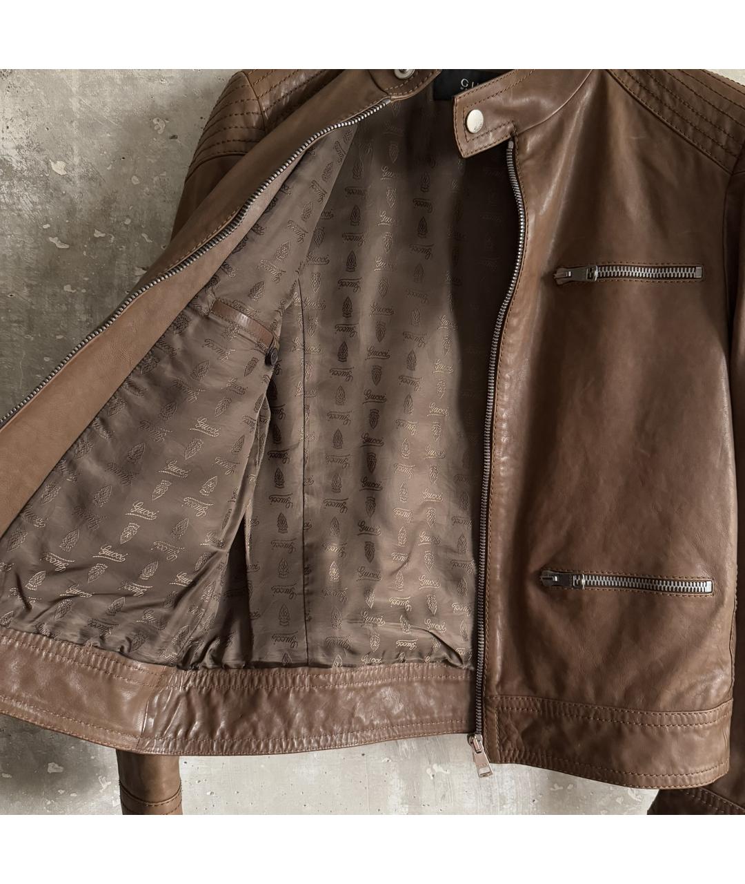 GUCCI Коричневая кожаная куртка, фото 8