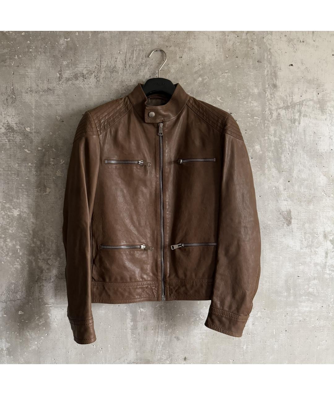 GUCCI Коричневая кожаная куртка, фото 10