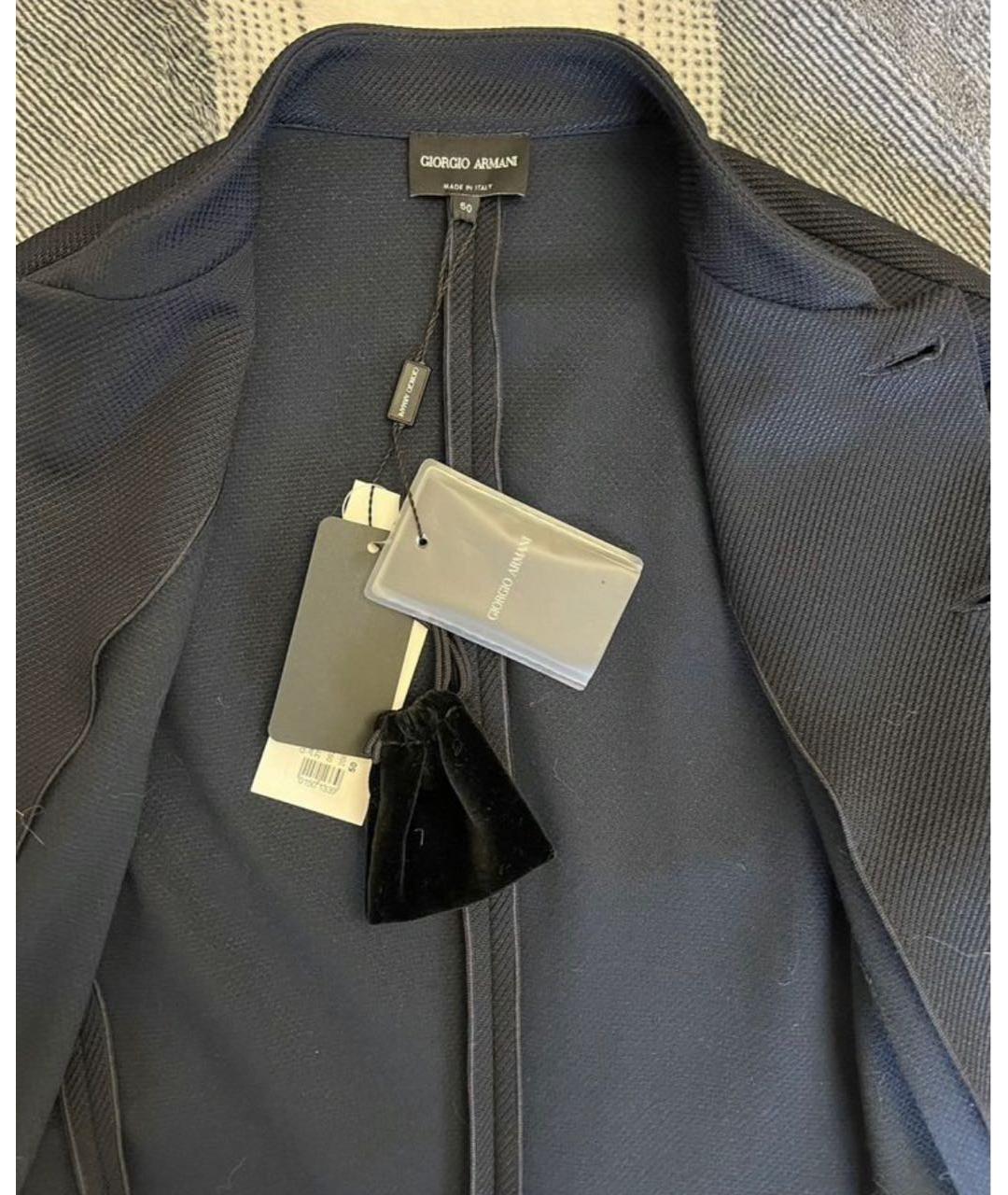 GIORGIO ARMANI Темно-синий хлопко-эластановый пиджак, фото 3