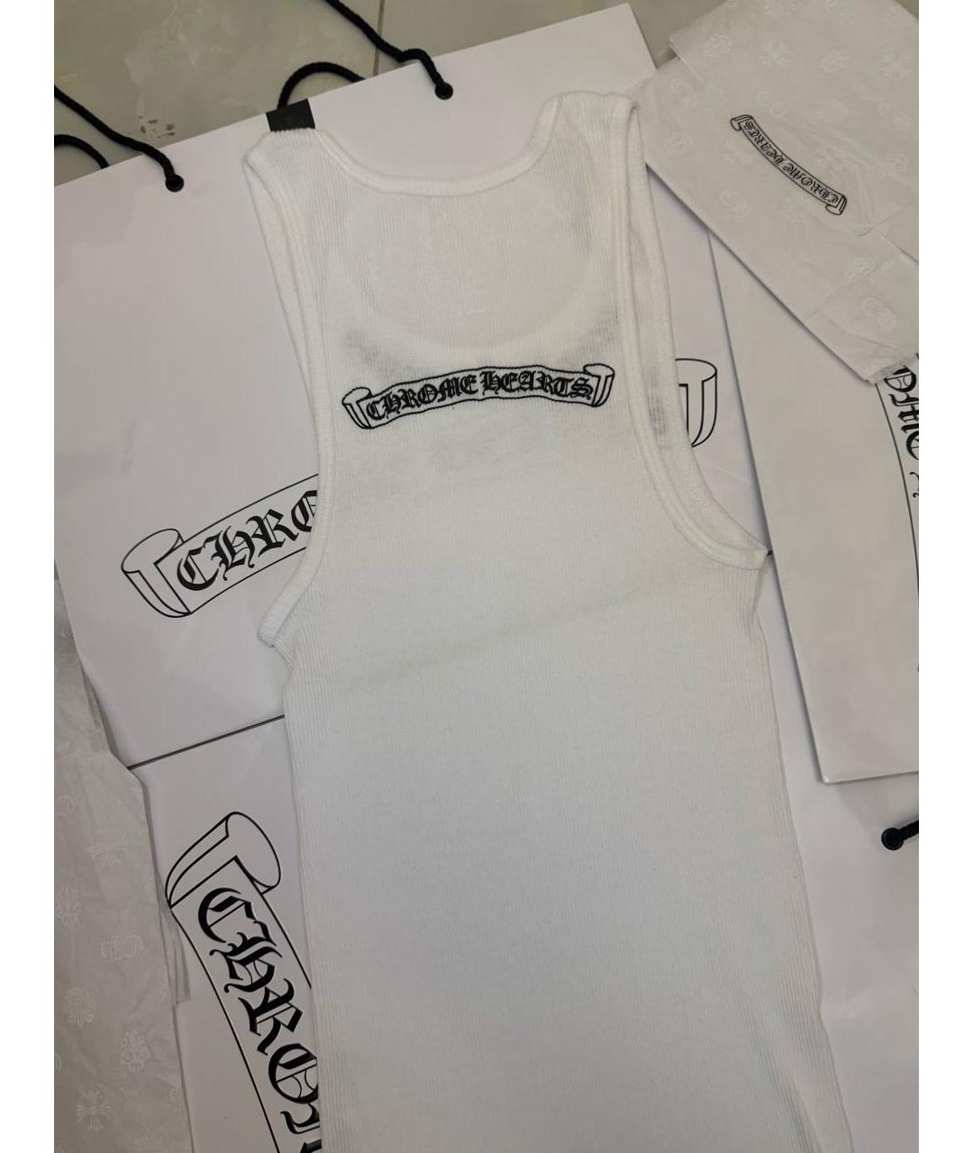 CHROME HEARTS Белая хлопко-эластановая майка, фото 4
