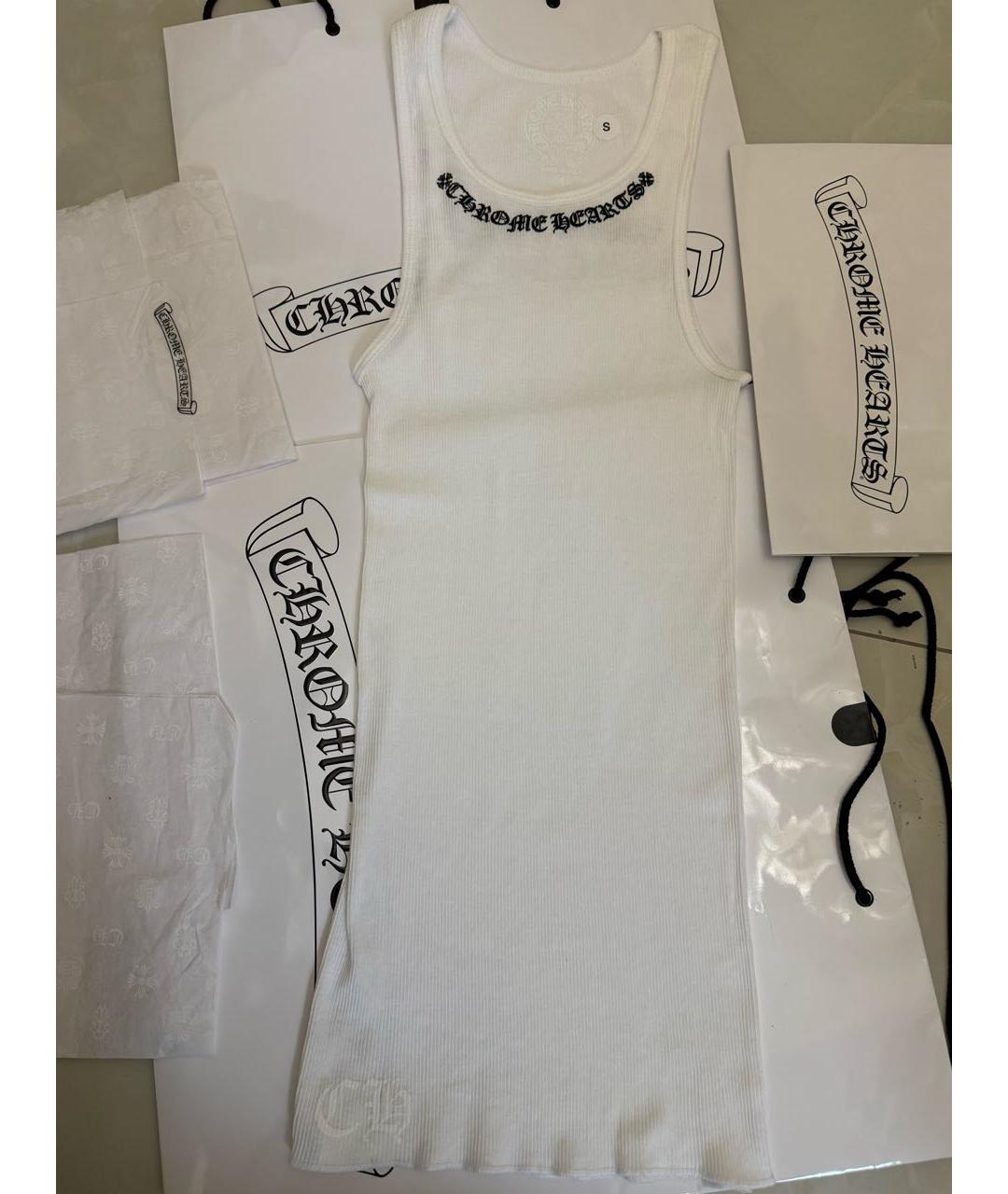 CHROME HEARTS Белая хлопко-эластановая майка, фото 5