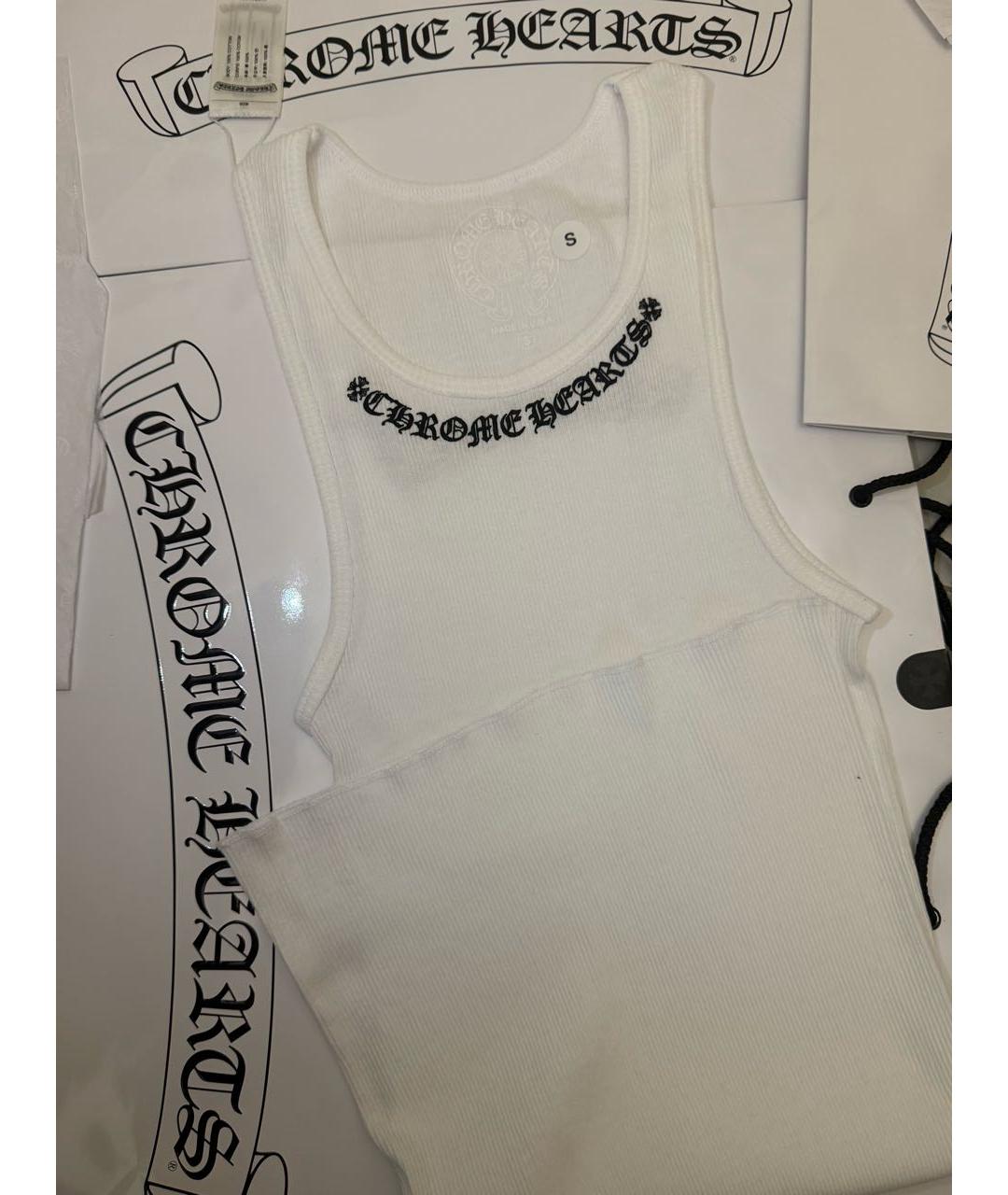 CHROME HEARTS Белая хлопко-эластановая майка, фото 3