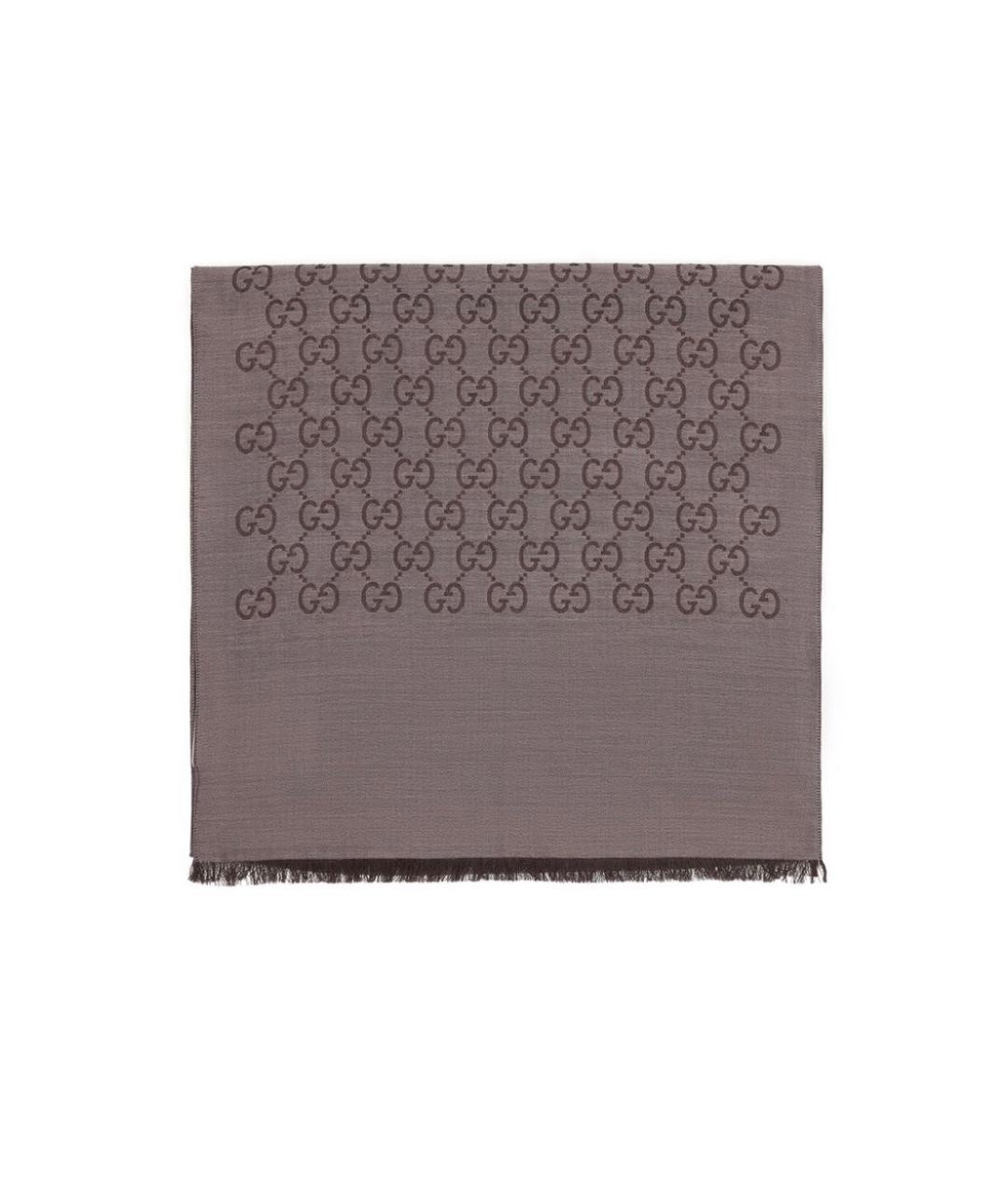 GUCCI Коричневый шелковый шарф, фото 3