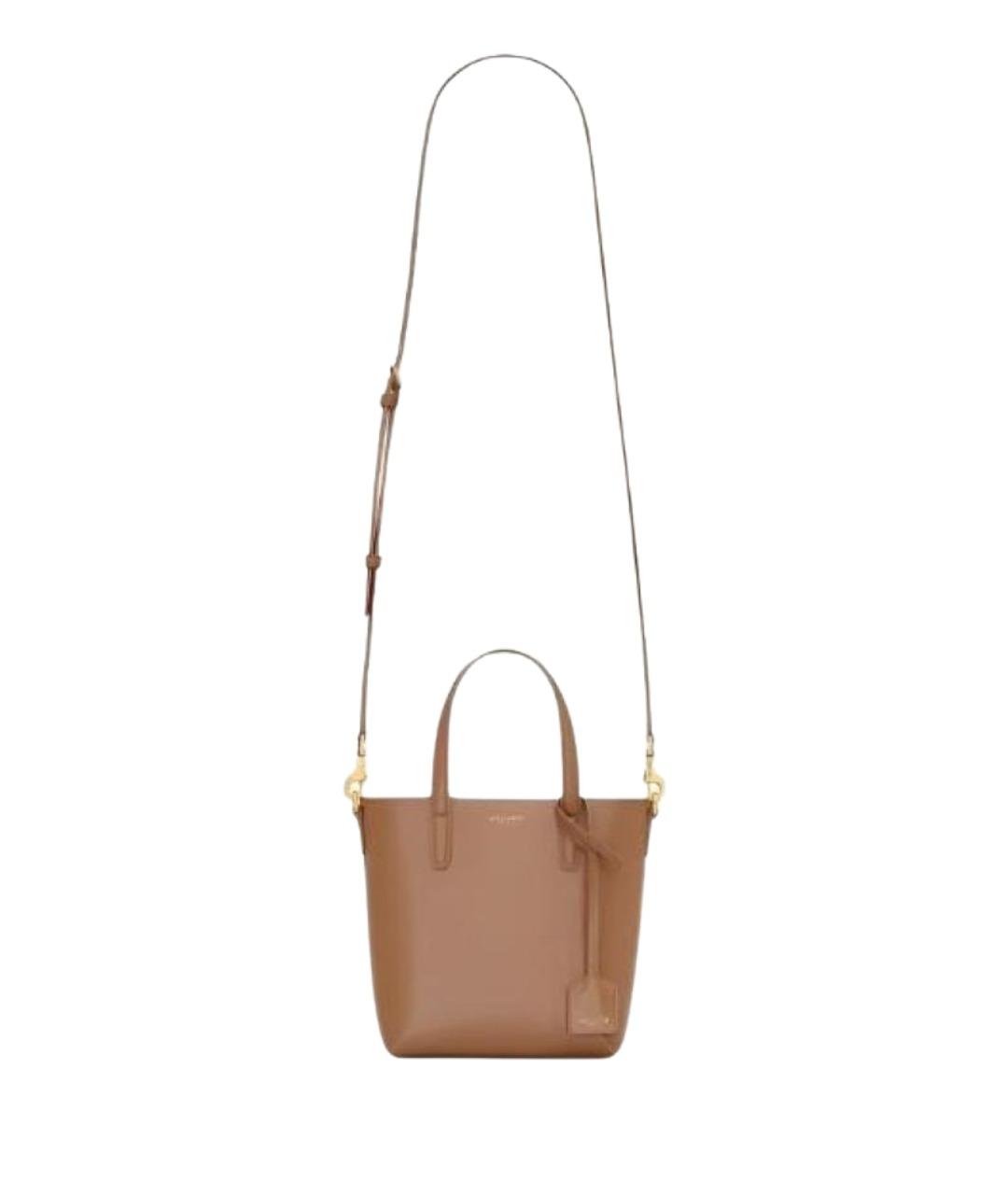 SAINT LAURENT Коричневая кожаная сумка через плечо, фото 1