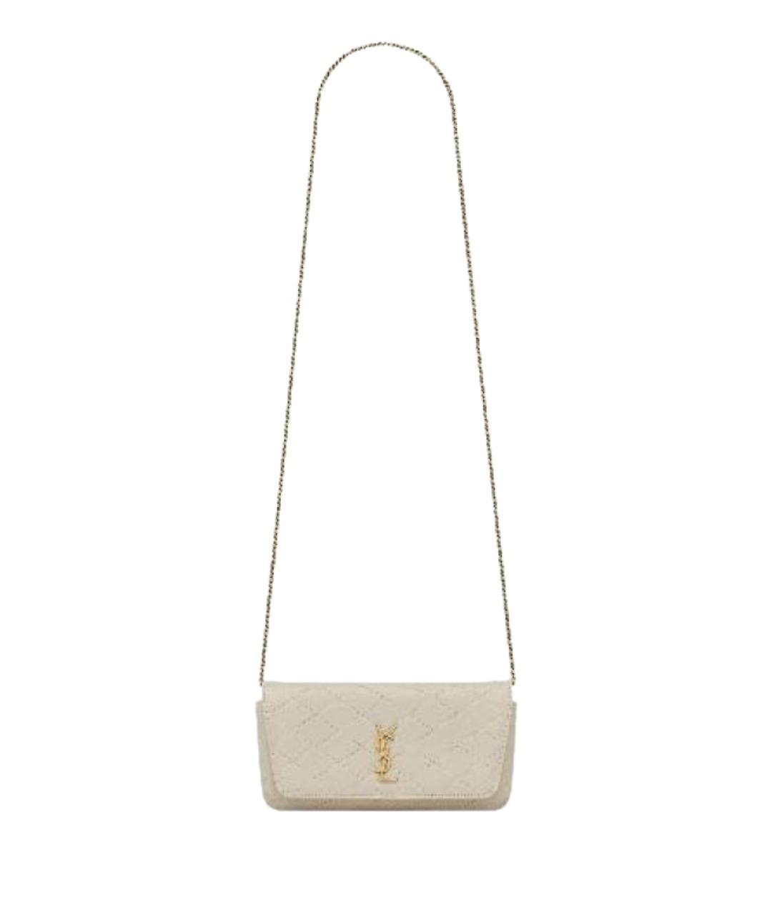 SAINT LAURENT Бежевая кожаная сумка через плечо, фото 1