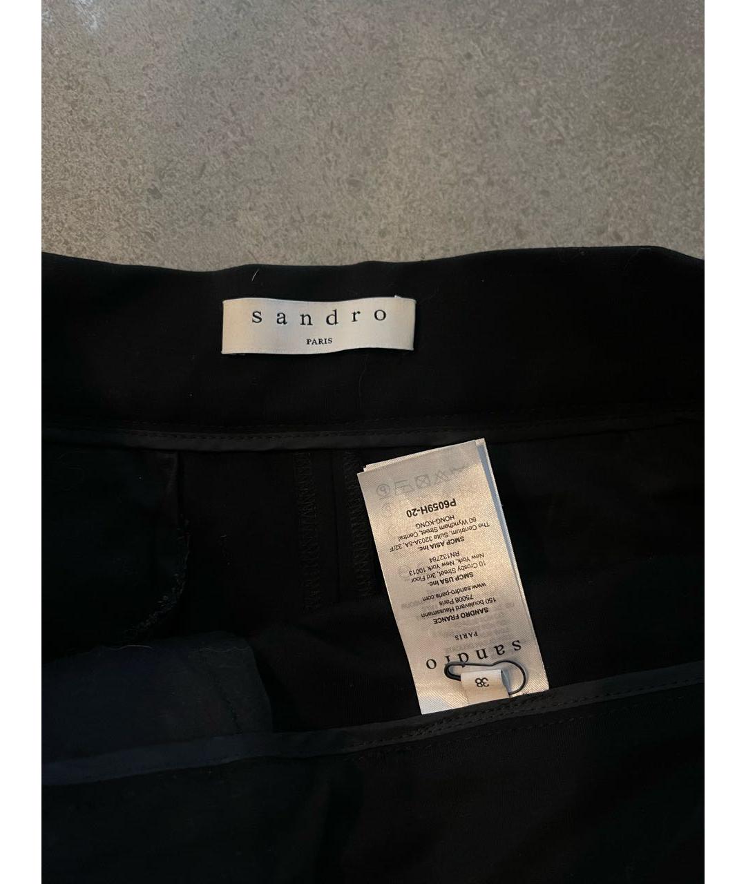 SANDRO Черные хлопковые прямые брюки, фото 3