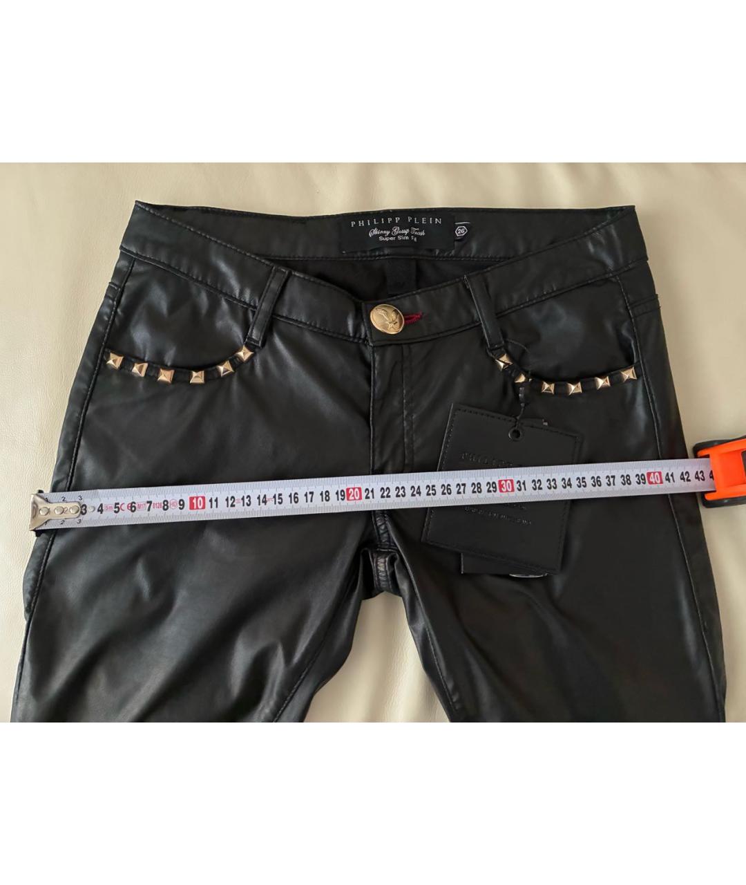 PHILIPP PLEIN Черные полиэстеровые брюки узкие, фото 3