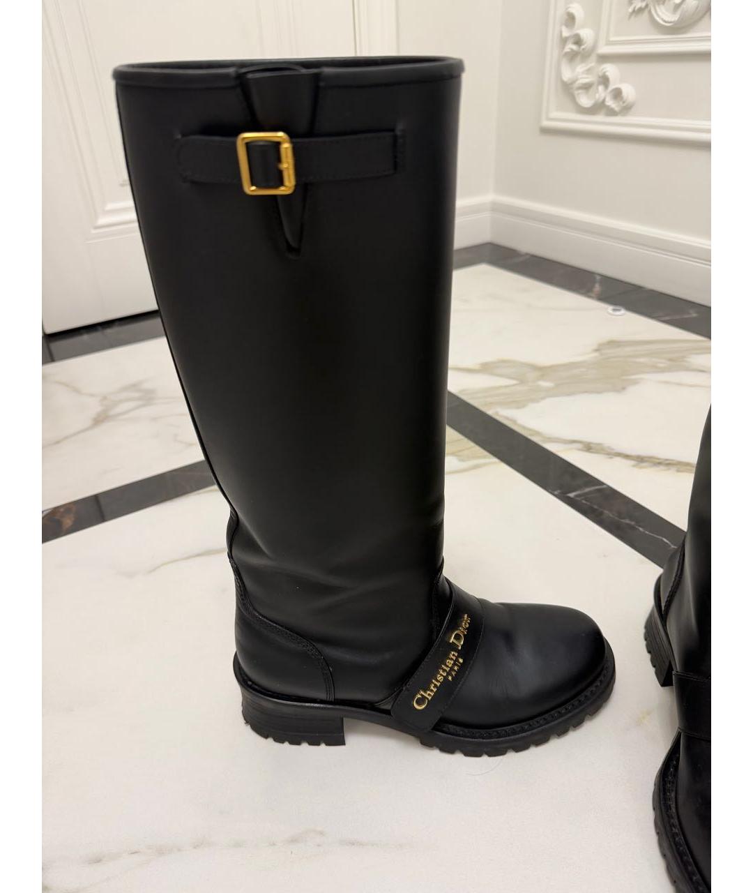 CHRISTIAN DIOR Черные кожаные сапоги, фото 5