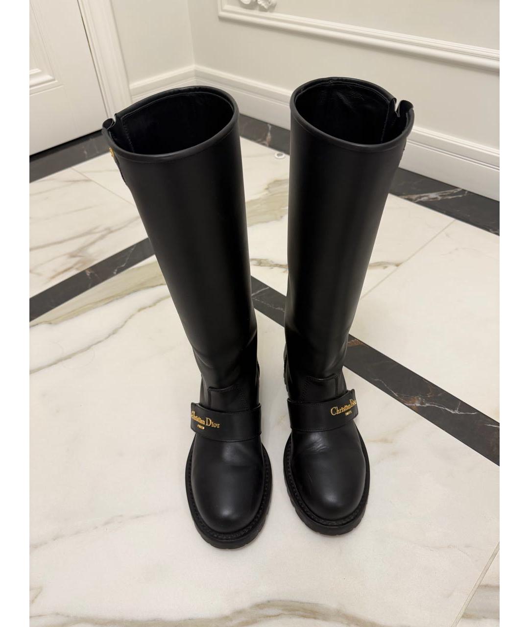 CHRISTIAN DIOR Черные кожаные сапоги, фото 2