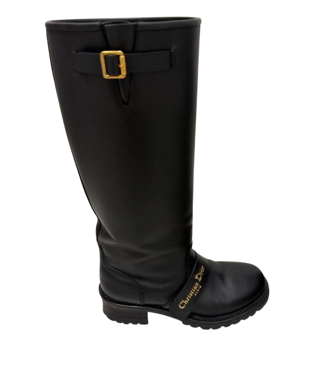 CHRISTIAN DIOR Черные кожаные сапоги, фото 1
