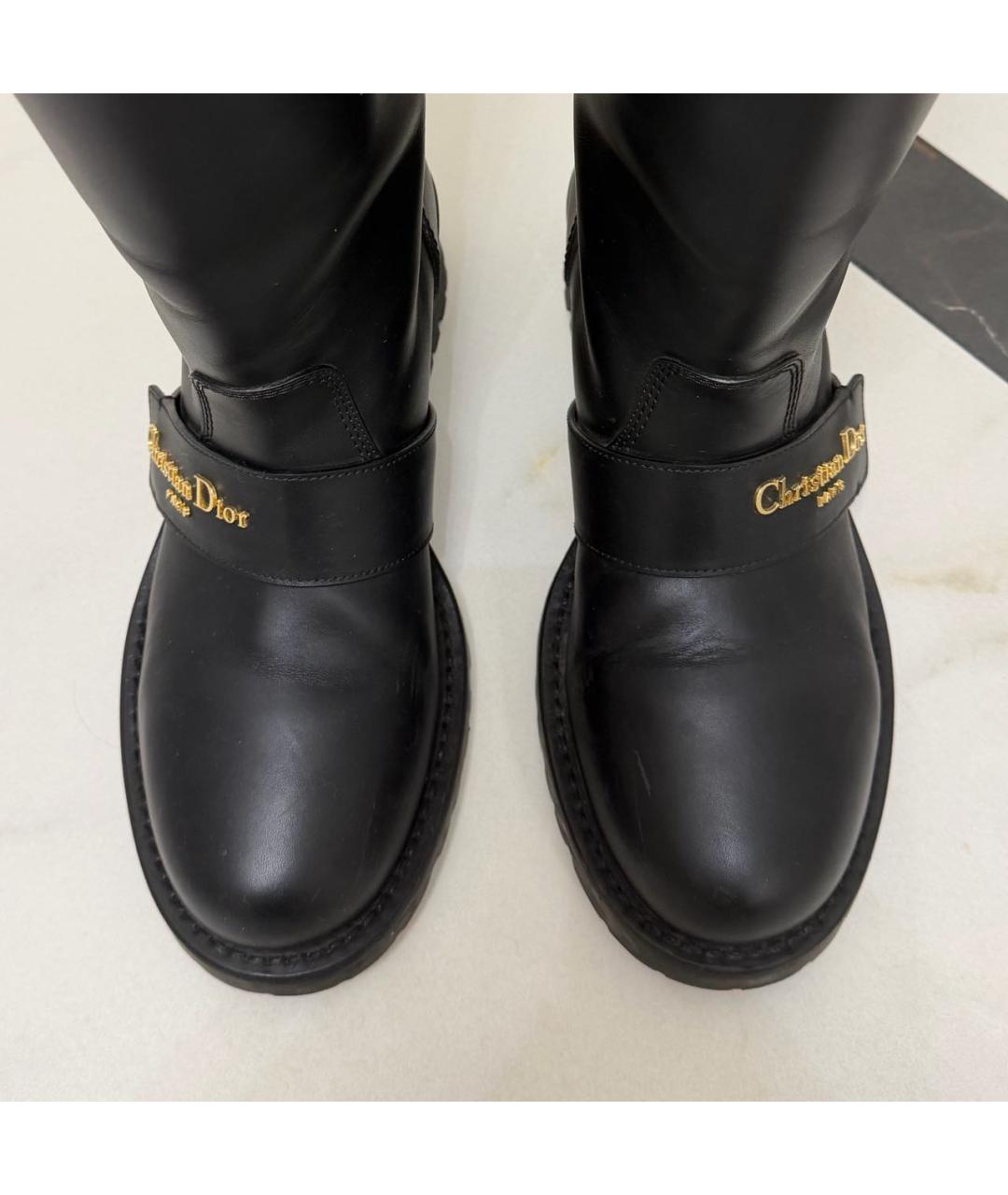 CHRISTIAN DIOR Черные кожаные сапоги, фото 3