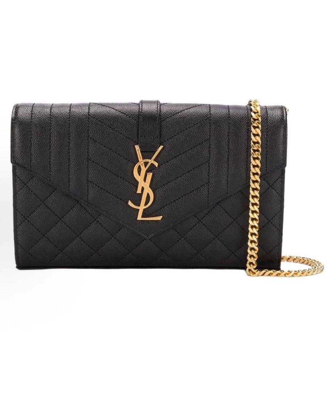 SAINT LAURENT Черная кожаная сумка через плечо, фото 5