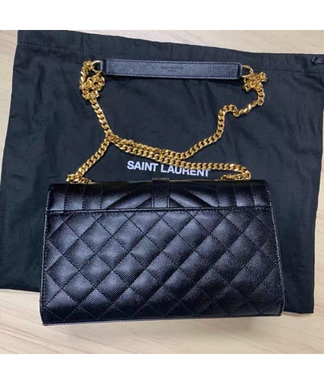 SAINT LAURENT Черная кожаная сумка через плечо, фото 4