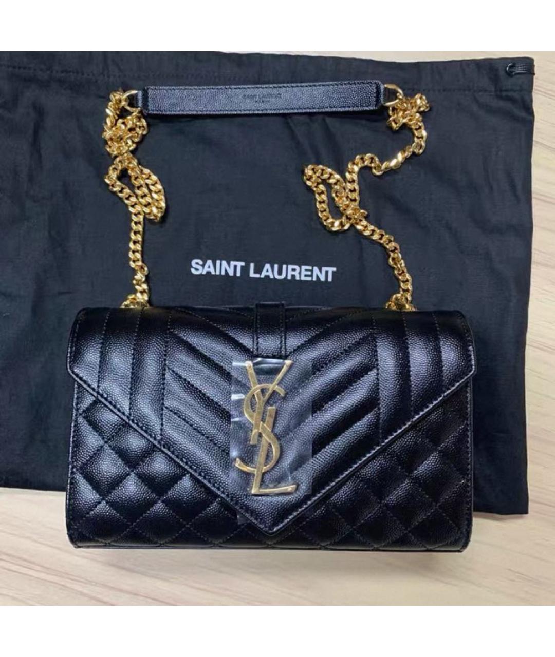 SAINT LAURENT Черная кожаная сумка через плечо, фото 2