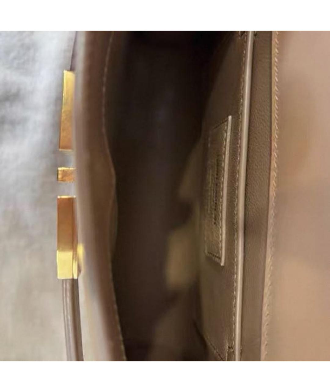 SAINT LAURENT Бежевая кожаная сумка через плечо, фото 4