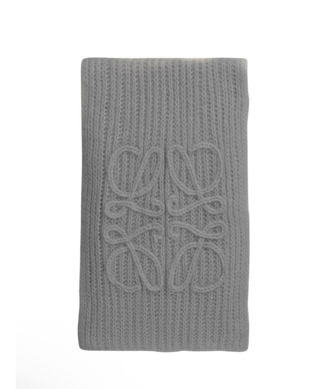 LOEWE Серый шерстяной шарф, фото 1