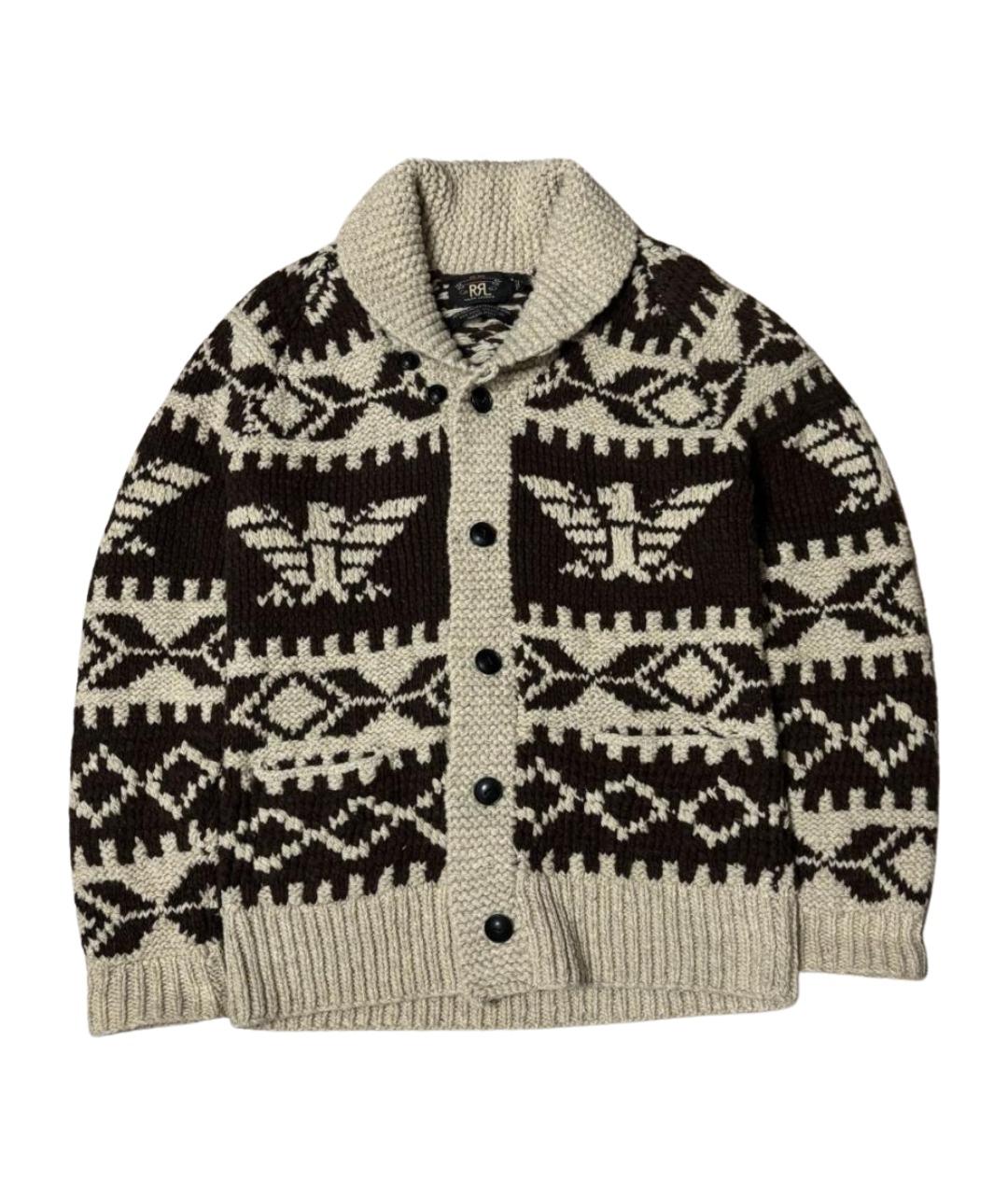 RALPH LAUREN Коричневый шерстяной кардиган, фото 1