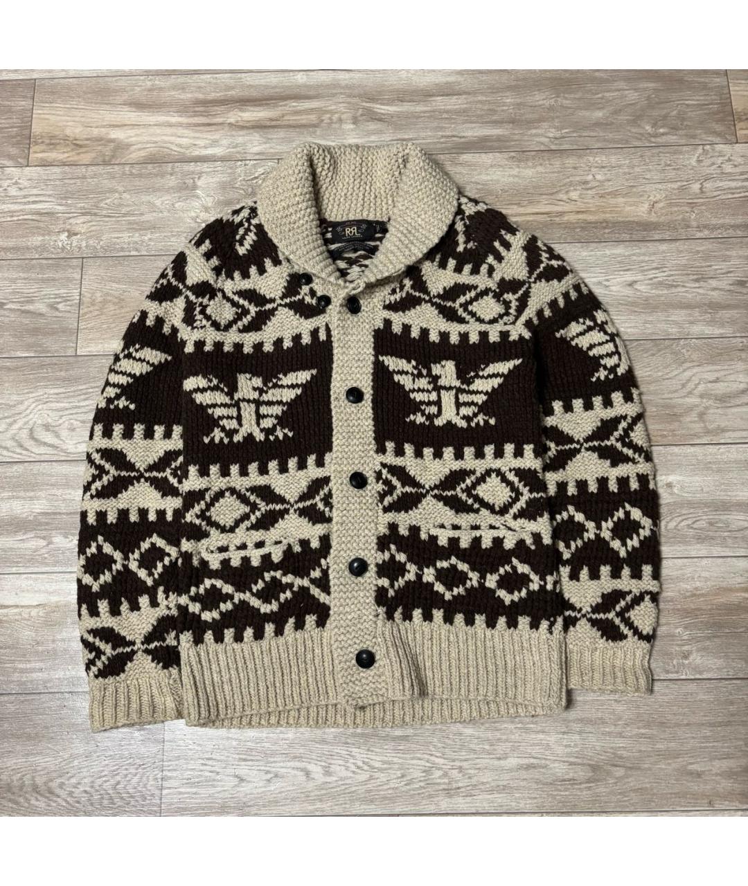 RALPH LAUREN Коричневый шерстяной кардиган, фото 9