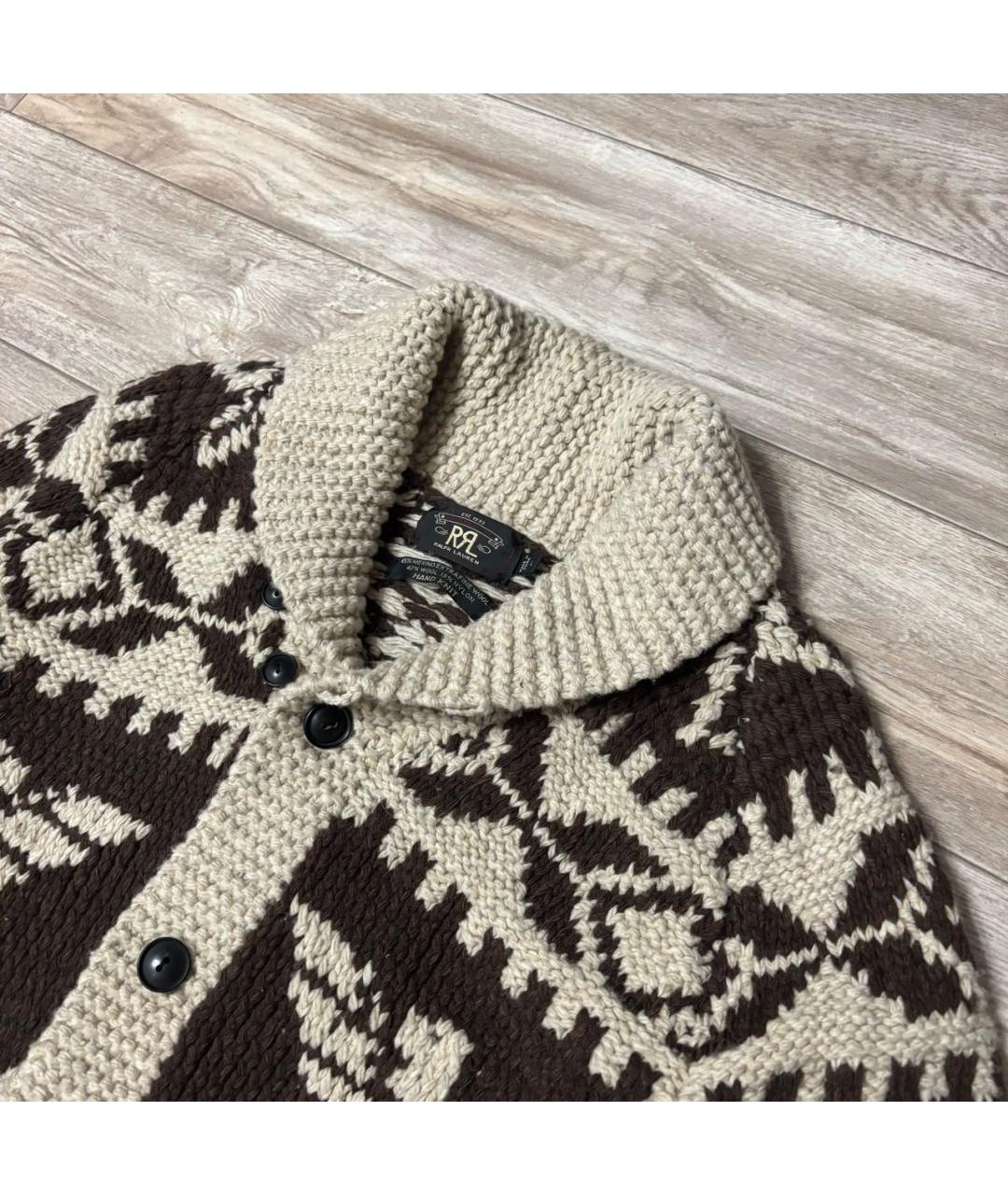 RALPH LAUREN Коричневый шерстяной кардиган, фото 2