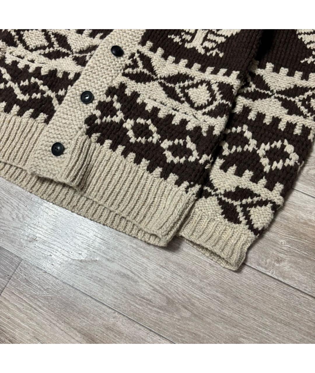 RALPH LAUREN Коричневый шерстяной кардиган, фото 3