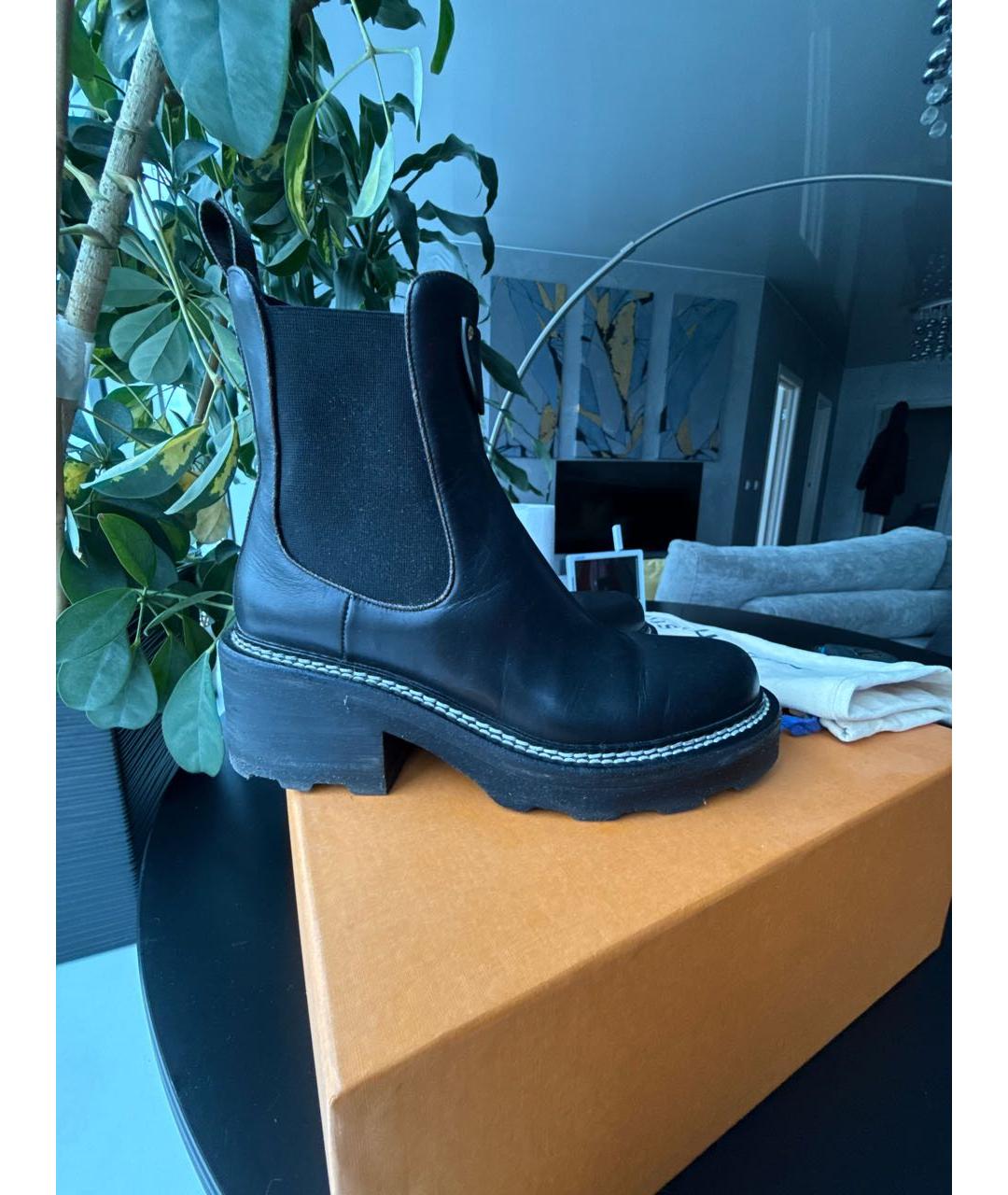 LOUIS VUITTON Черные кожаные ботинки, фото 5