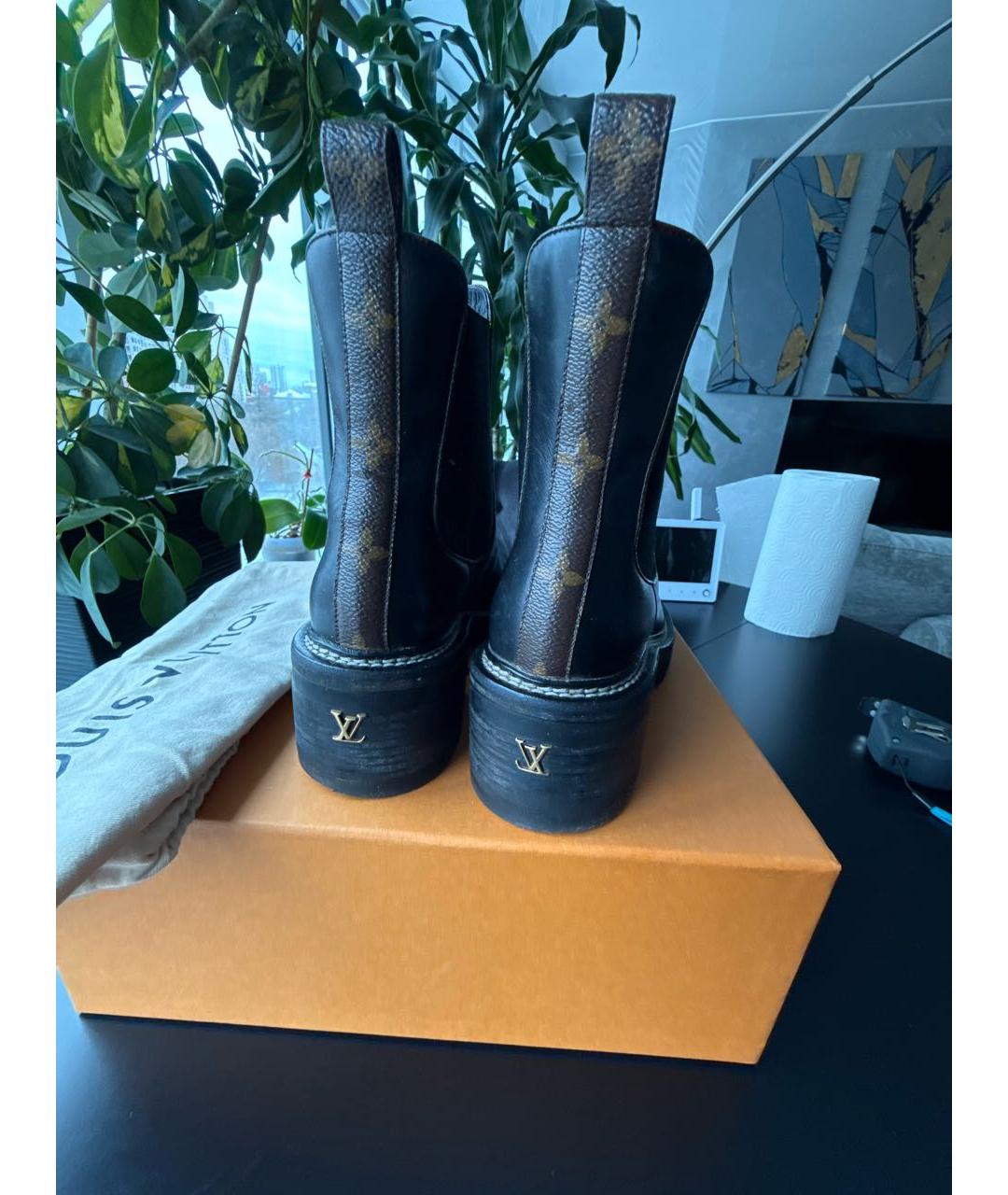 LOUIS VUITTON Черные кожаные ботинки, фото 4
